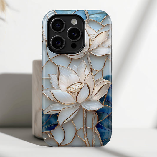 White Lotus Stained Glass Design 1 Print iPhone Case