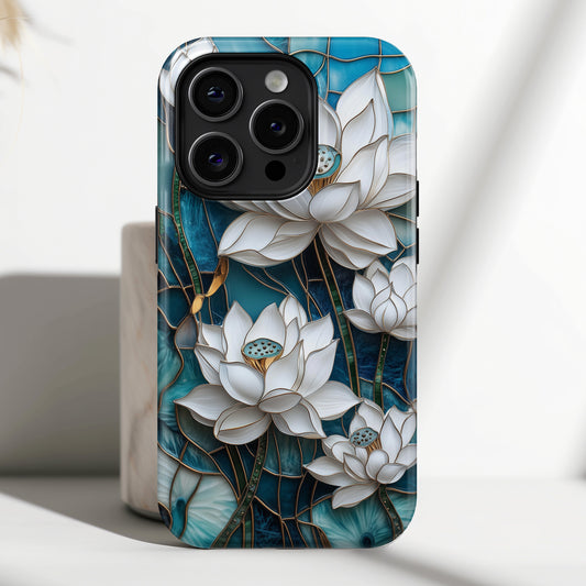 White Lotus Stained Glass Design 2 Print iPhone Case