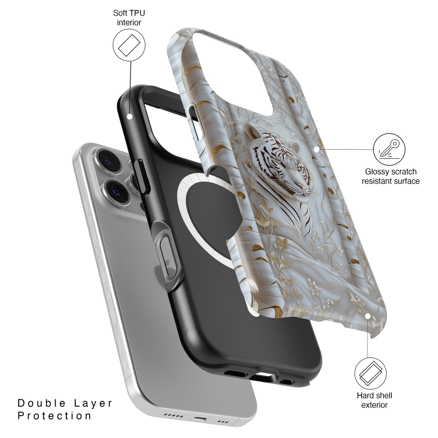 White Tiger Design iPhone Case