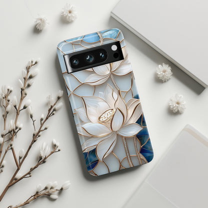White Lotus Stained Glass Design 1 Print Google Pixel Phone Case