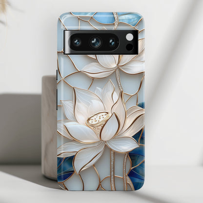 White Lotus Stained Glass Design 1 Print Google Pixel Phone Case