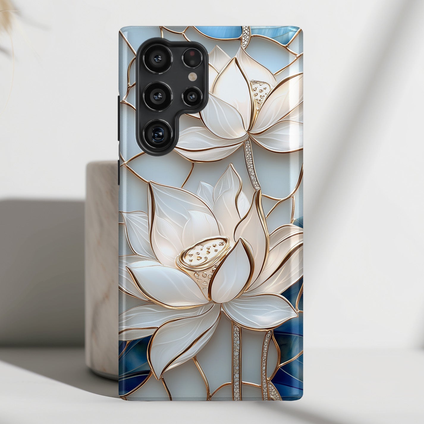 White Lotus Stained Glass Design 1 Print Case for Galaxy S series Phones