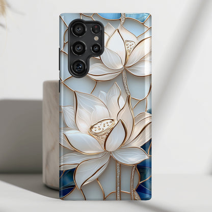 White Lotus Stained Glass Design 1 Print Case for Galaxy S series Phones