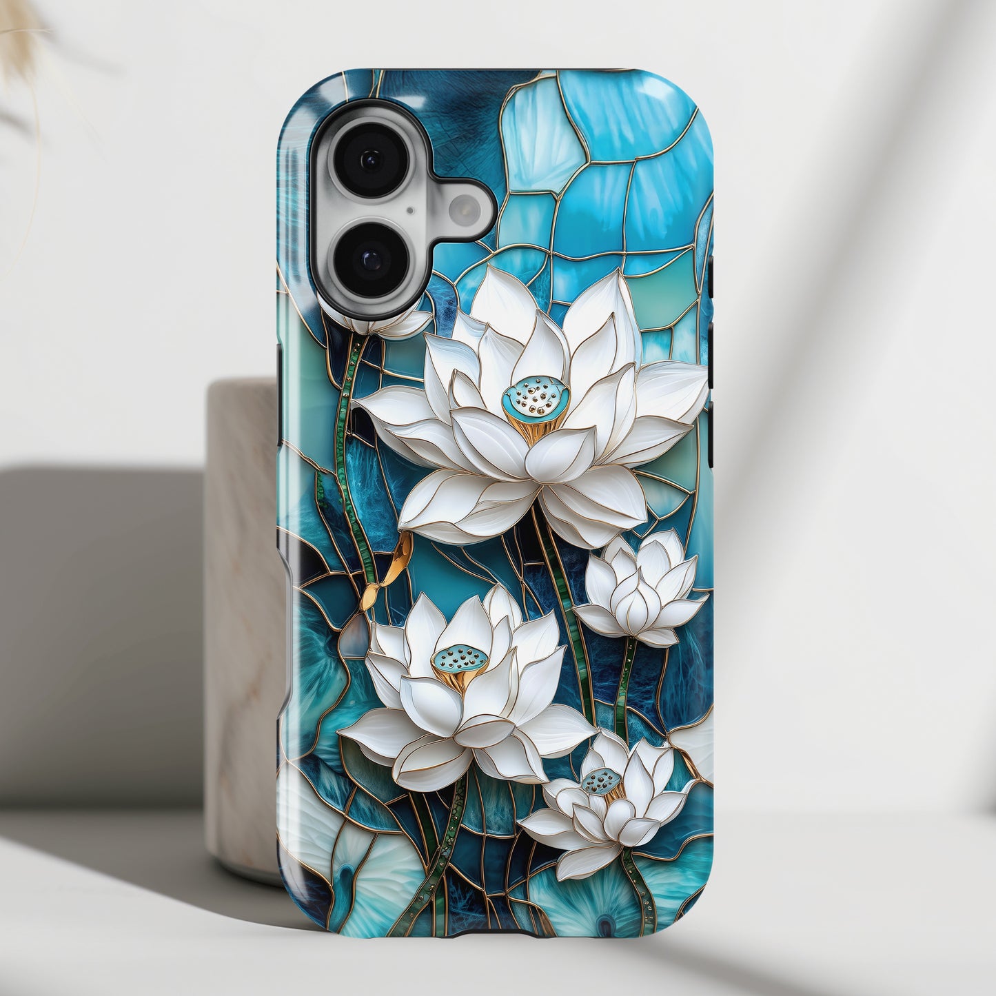 White Lotus Stained Glass Design 2 Print iPhone Case