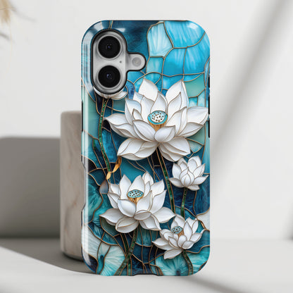 White Lotus Stained Glass Design 2 Print iPhone Case