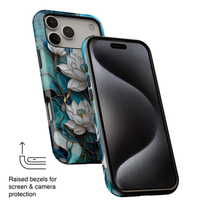 White Lotus Stained Glass Design 2 Print iPhone Case