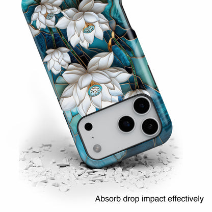 White Lotus Stained Glass Design 2 Print iPhone Case