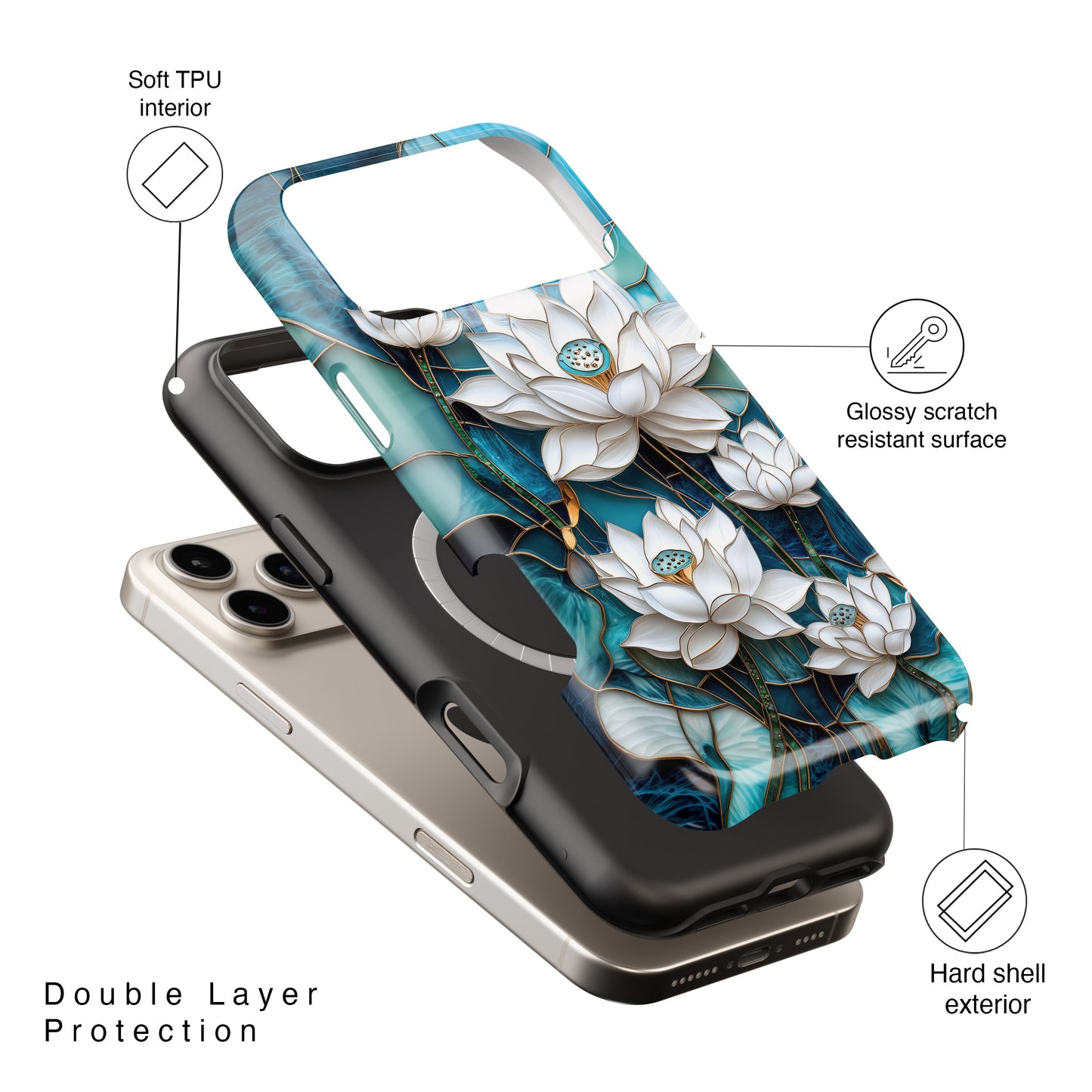 White Lotus Stained Glass Design 2 Print iPhone Case