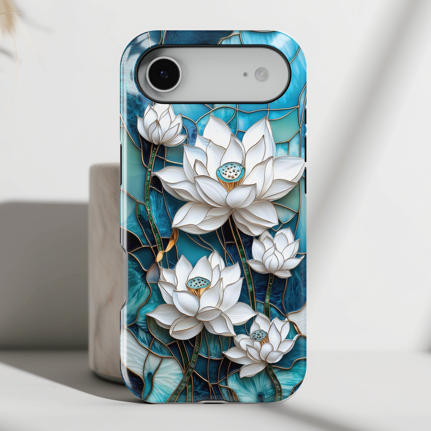White Lotus Stained Glass Design 2 Print iPhone Case