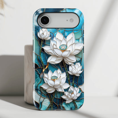 White Lotus Stained Glass Design 2 Print iPhone Case