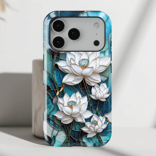 White Lotus Stained Glass Design 2 Print iPhone Case