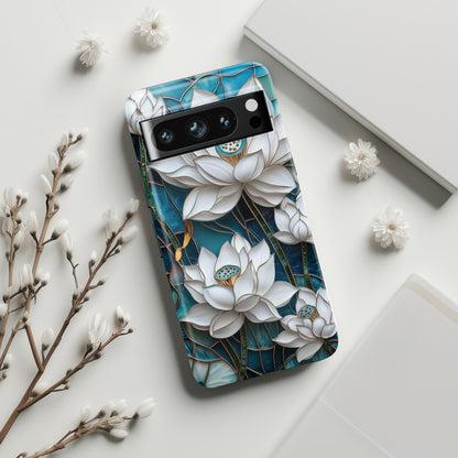 White Lotus Stained Glass Design 2 Print Google Pixel Phone Case