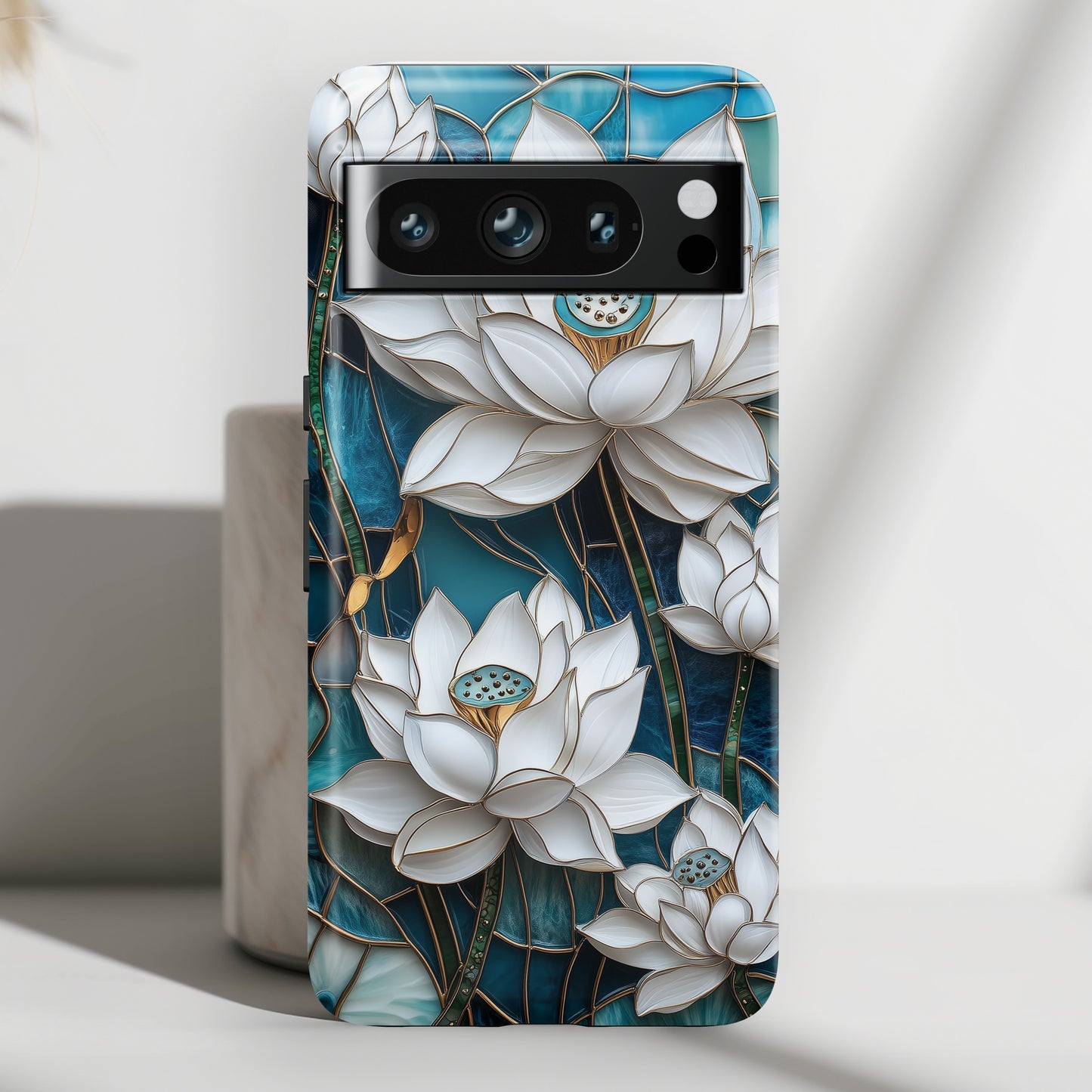 White Lotus Stained Glass Design 2 Print Google Pixel Phone Case