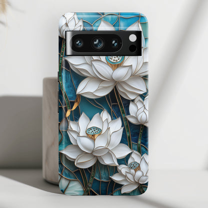 White Lotus Stained Glass Design 2 Print Google Pixel Phone Case