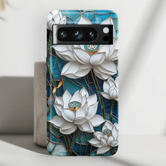 White Lotus Stained Glass Design 2 Print Google Pixel Phone Case
