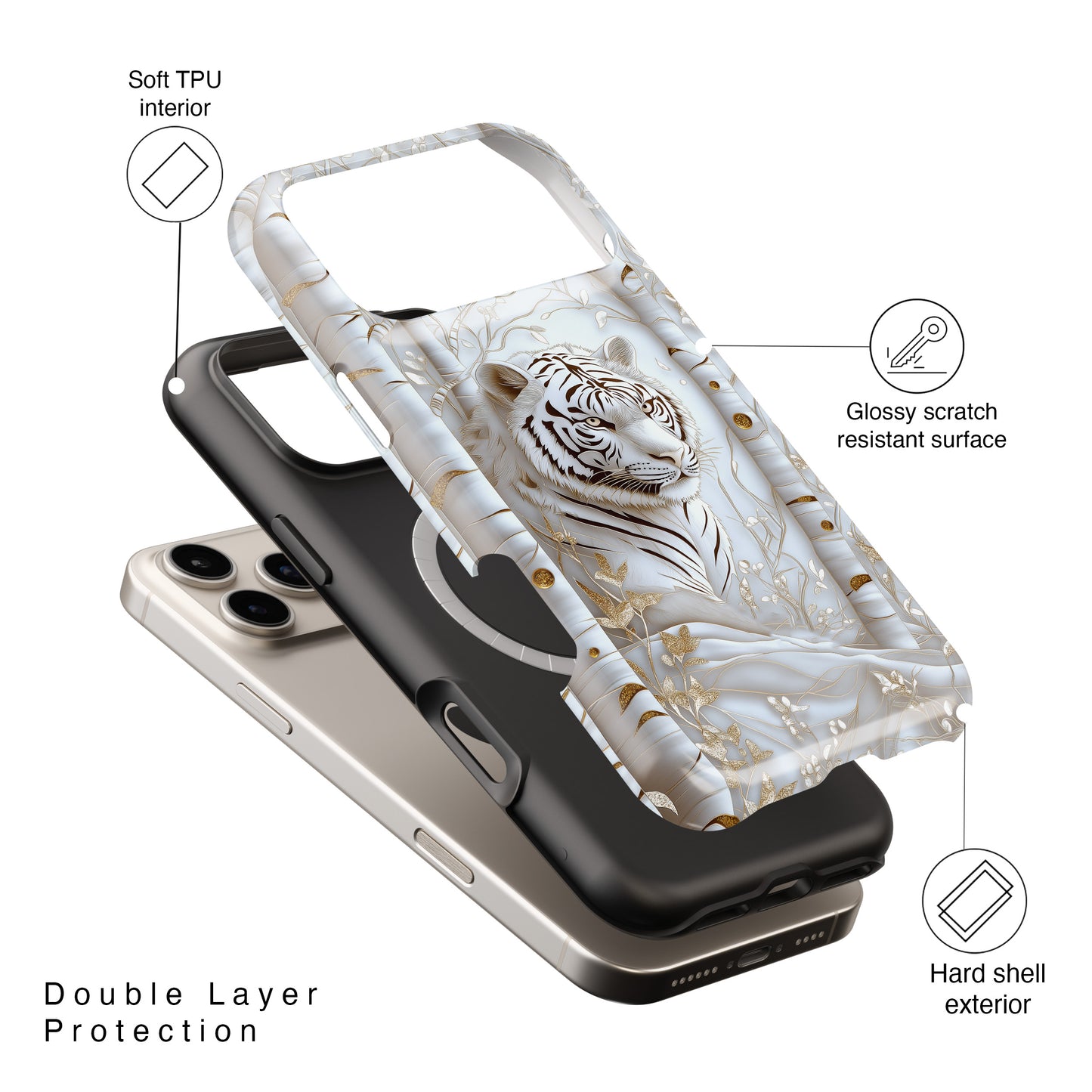 White Tiger Design iPhone Case