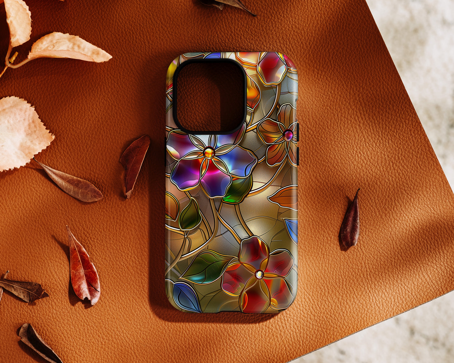 Wild Flowers Stained Glass Design iPhone Case