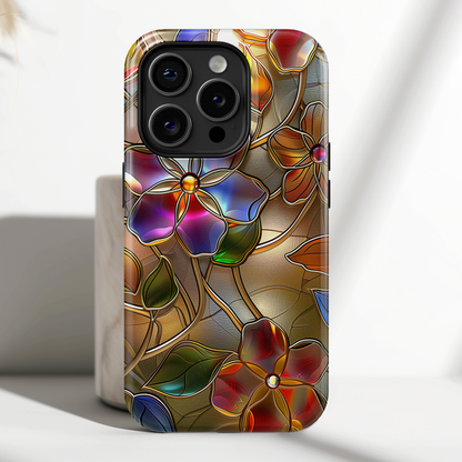 Wild Flowers Stained Glass Design iPhone Case