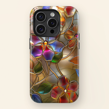 Wild Flowers Stained Glass Design iPhone Case