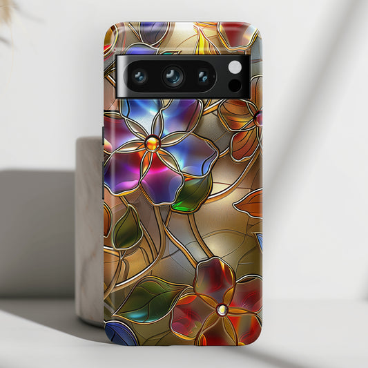 Wild Flowers Stained Glass Design Google Pixel Phone Case