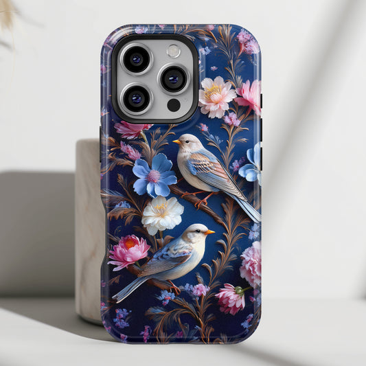 3D Birds Floral Design iPhone Case