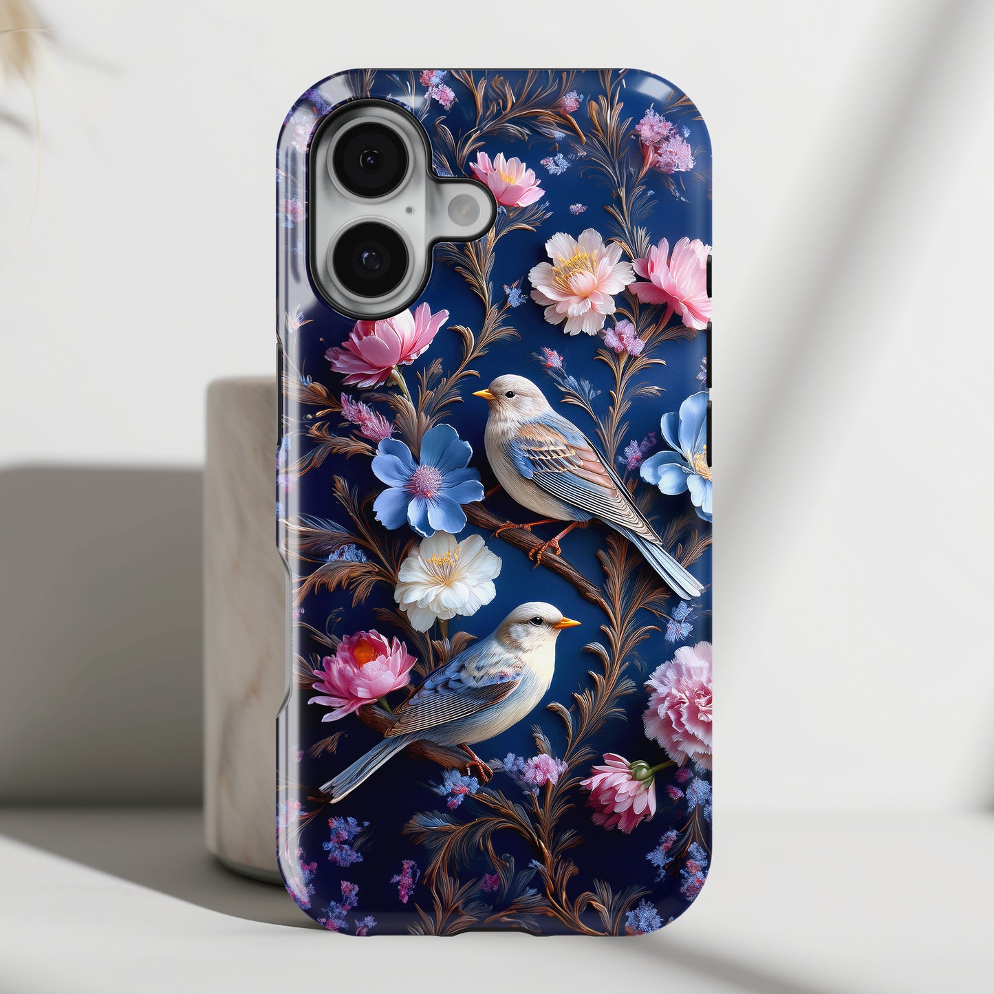 3D Birds Floral Design iPhone Case