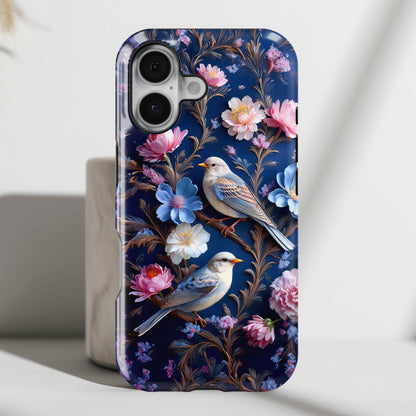 3D Birds Floral Design iPhone Case