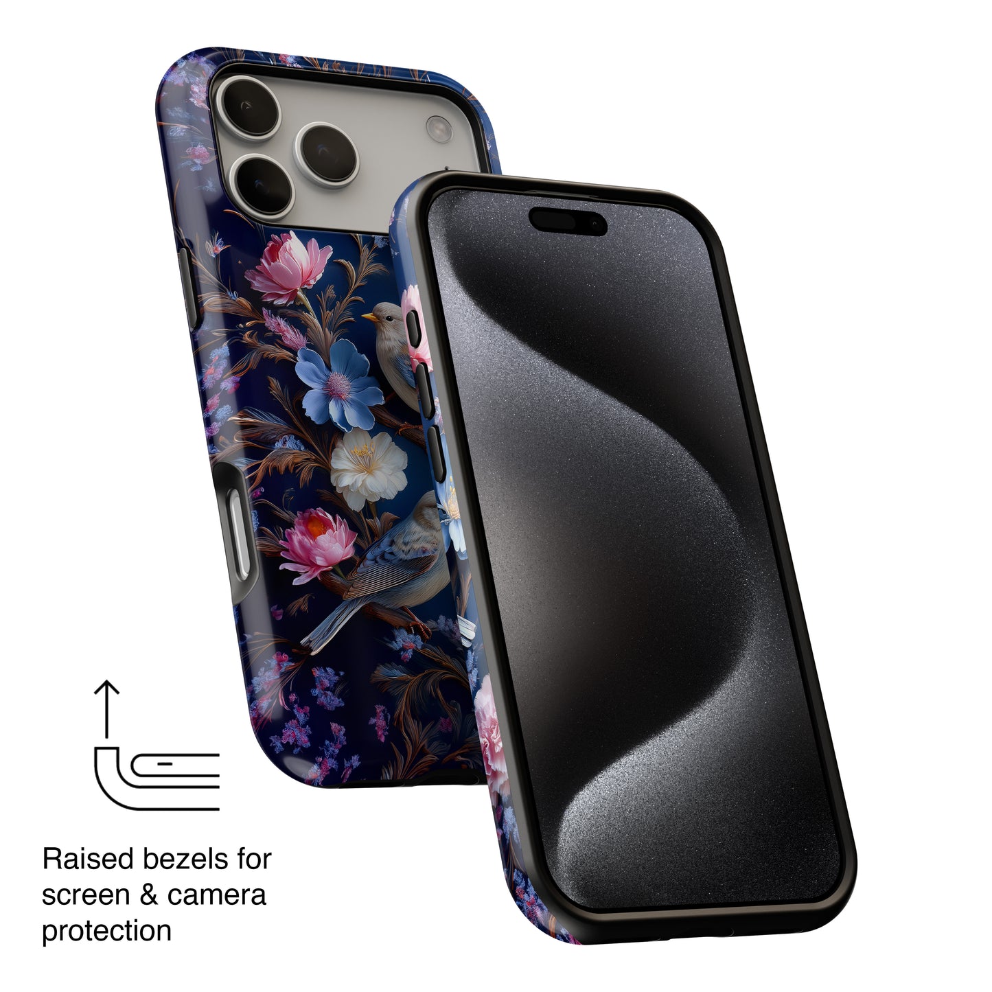 3D Birds Floral Design iPhone Case