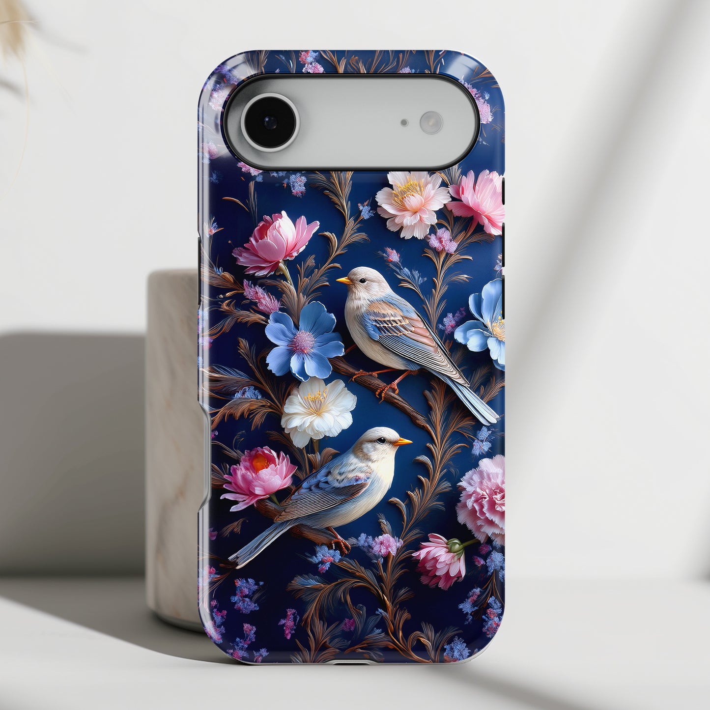 3D Birds Floral Design iPhone Case