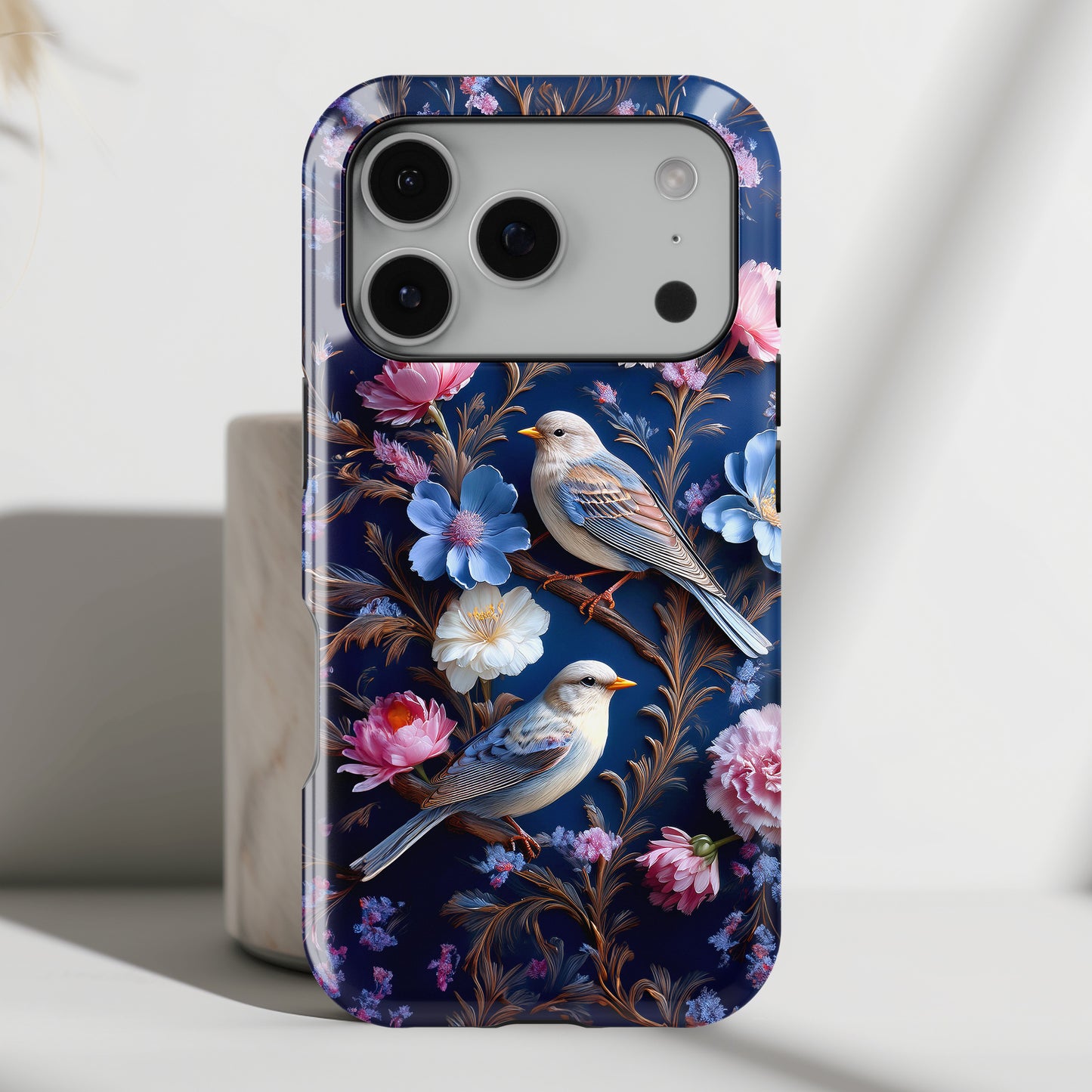 3D Birds Floral Design iPhone Case