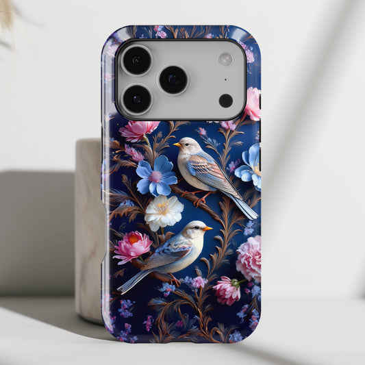 3D Birds Floral Design iPhone Case
