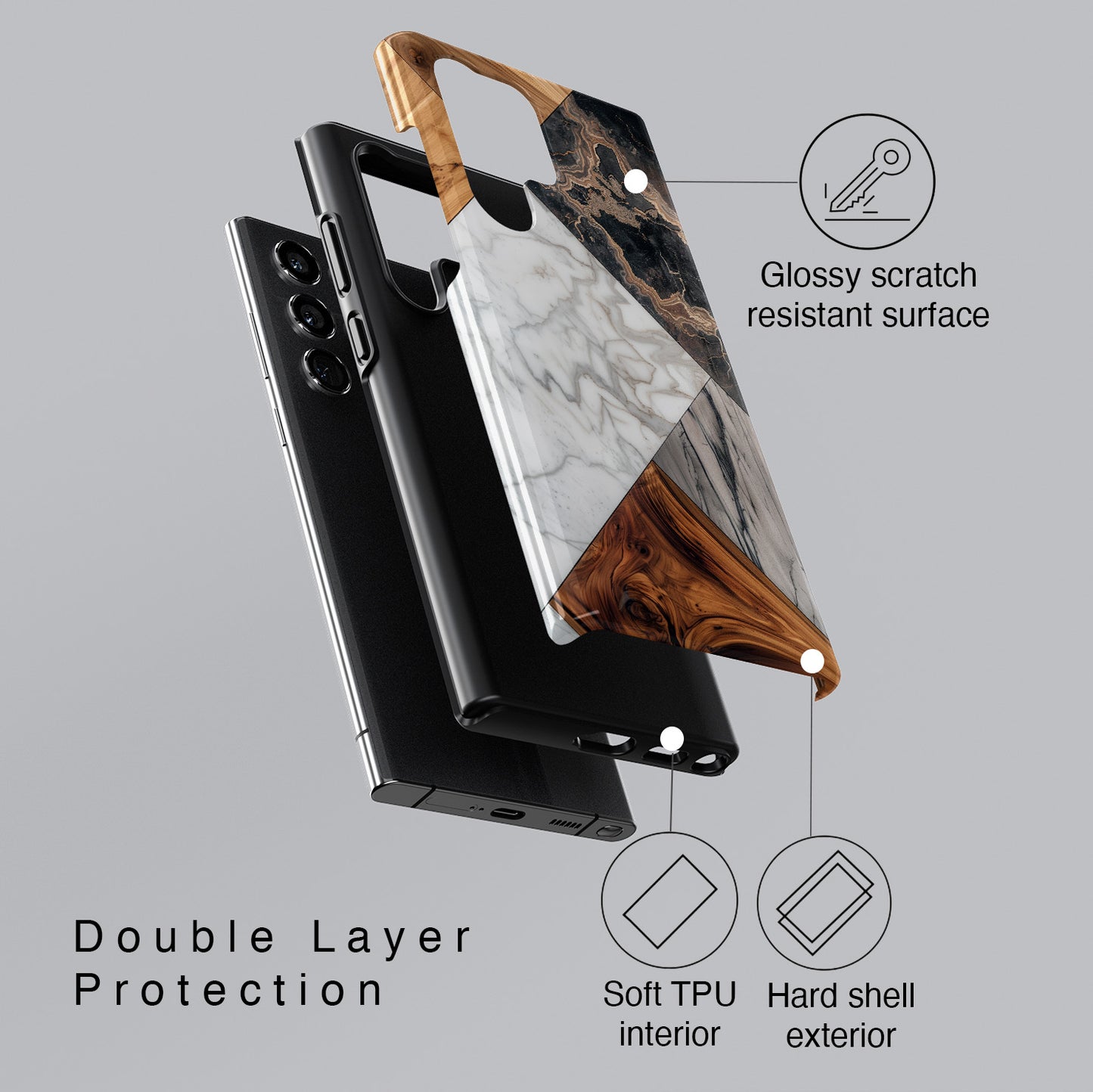 Wood Marble Design Samsung Phone Case