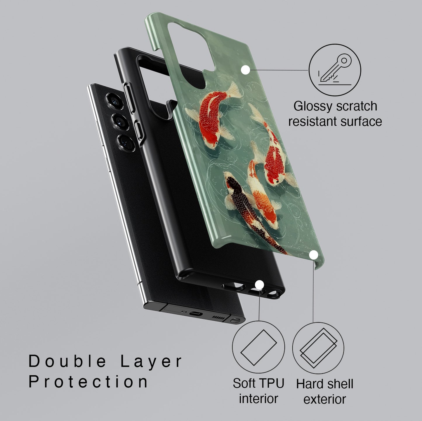 Zen Koi Design Phone Case for Galaxy S series Phones