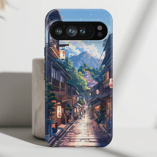 Anime Japanese Ancient Peaceful Village Design Phone Case for Google Pixel