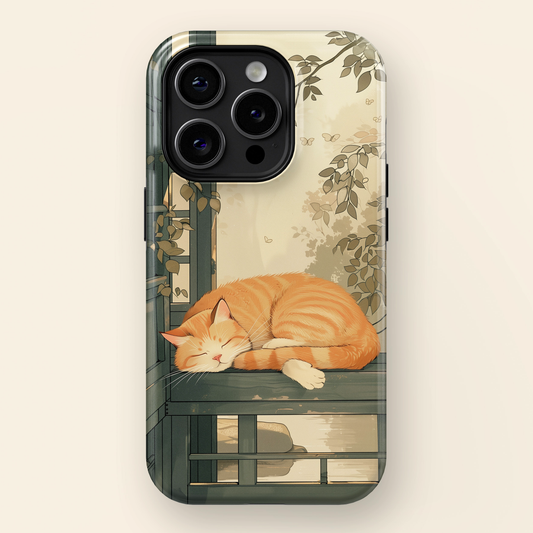 Sleeping Cat in Japanese Art Painting Design iPhone Case