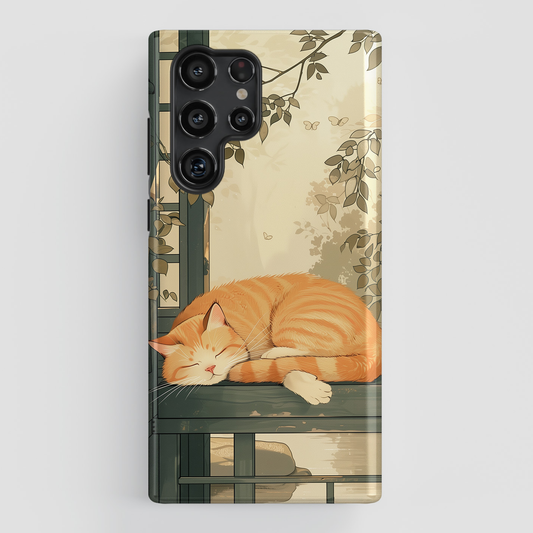 Sleeping Cat in Japanese Art Painting Design Samsung Phone Case
