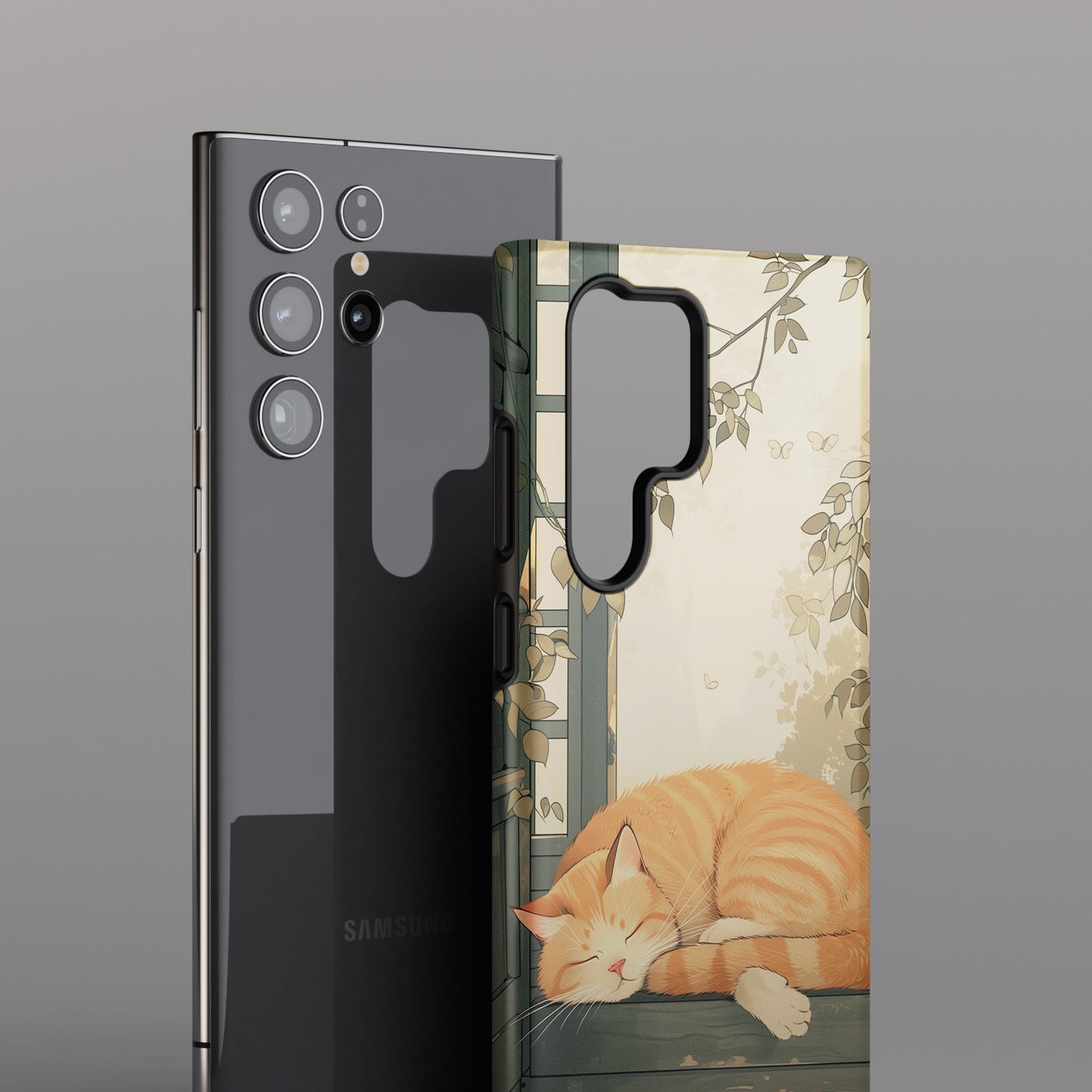 Sleeping Cat in Japanese Art Painting Design Samsung Phone Case