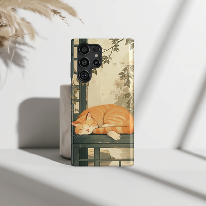 Sleeping Cat in Japanese Art Painting Design Samsung Phone Case