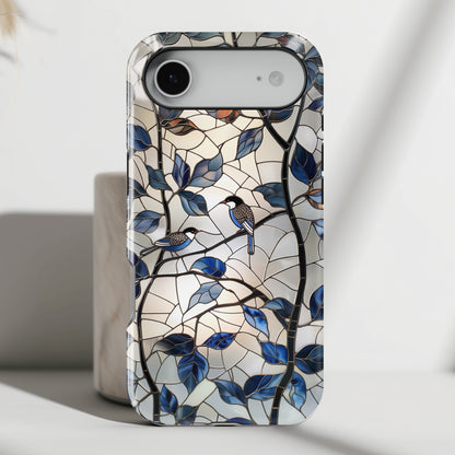 Birds in Tree Stained Glass Design iPhone Case