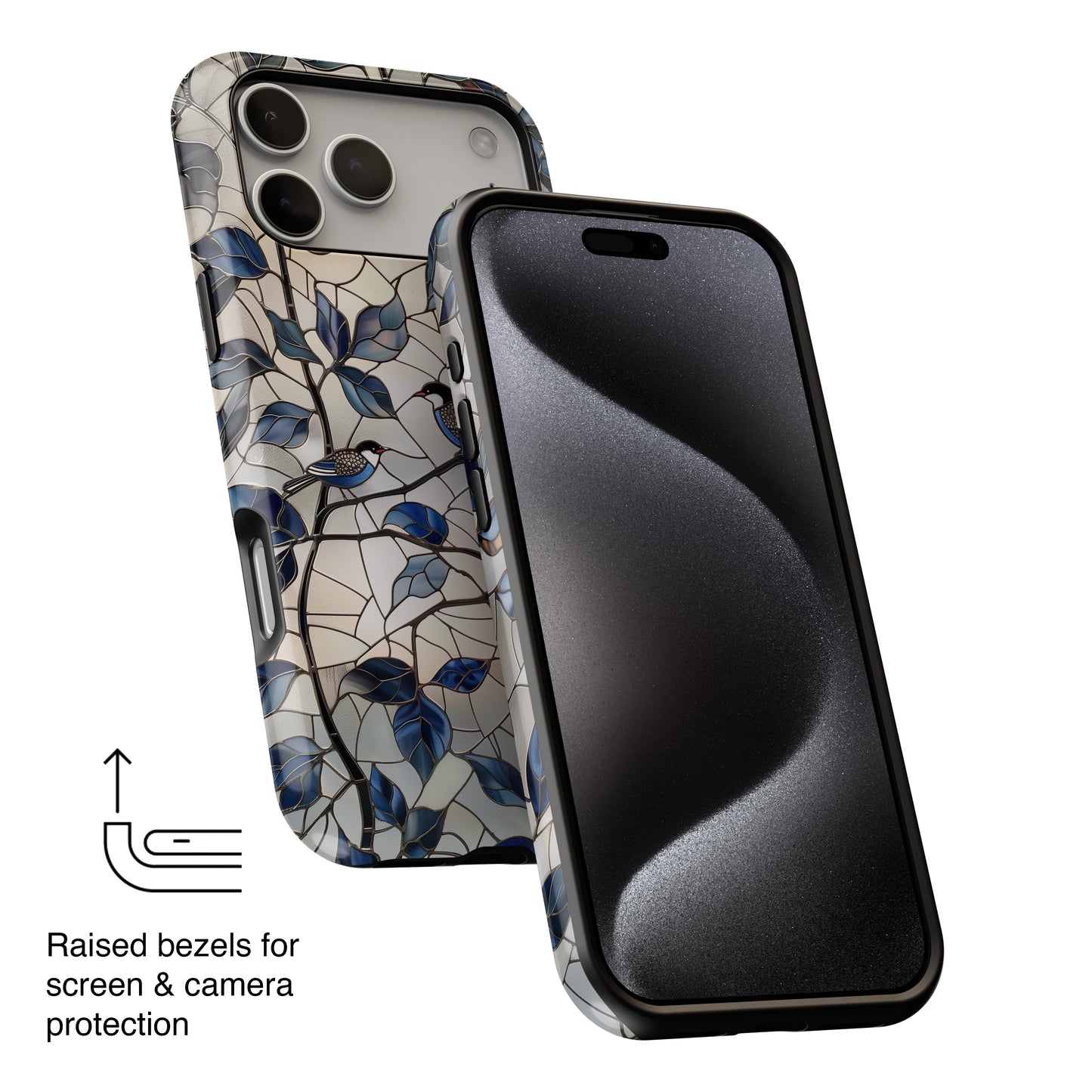 Birds in Tree Stained Glass Design iPhone Case