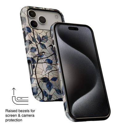 Birds in Tree Stained Glass Design iPhone Case