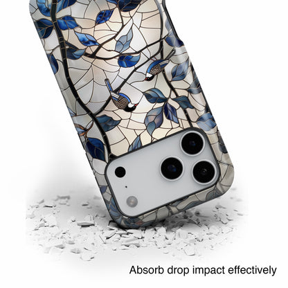 Birds in Tree Stained Glass Design iPhone Case