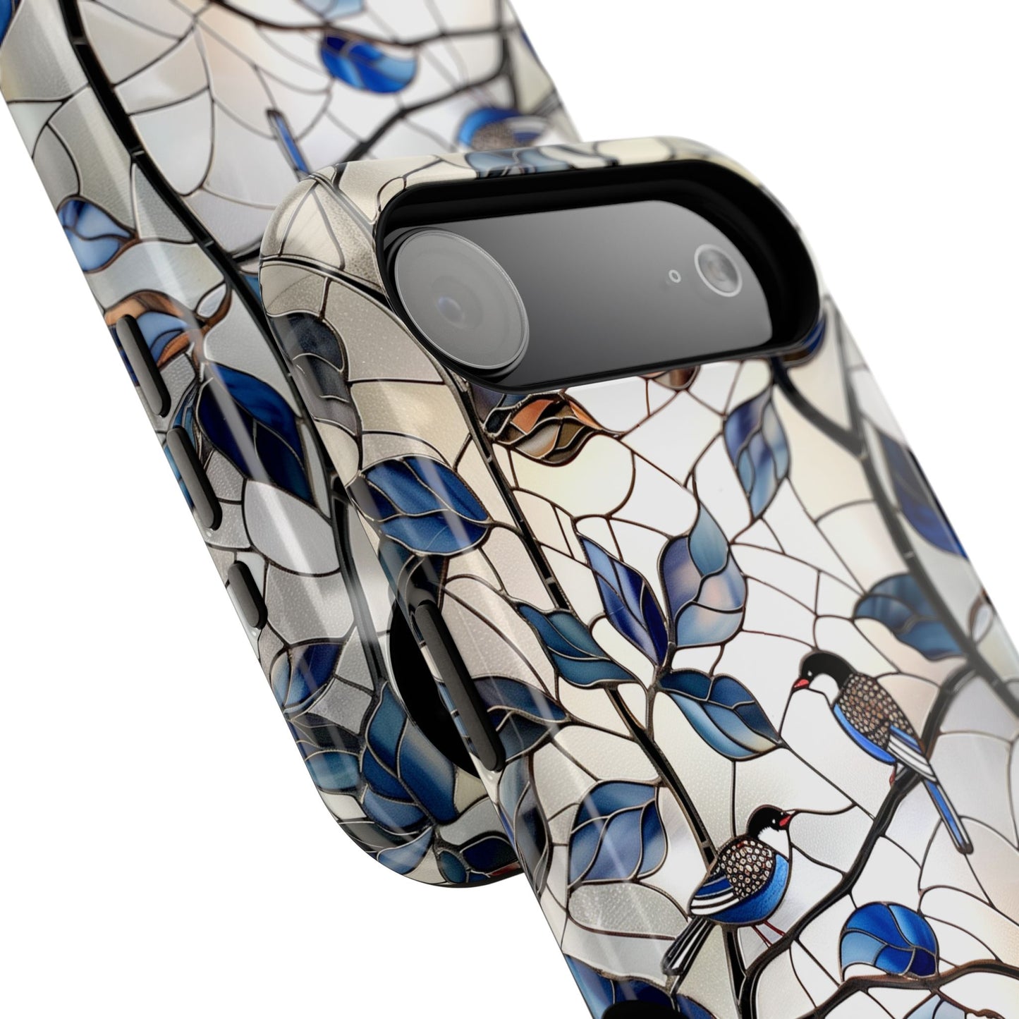 Birds in Tree Stained Glass Design iPhone Case