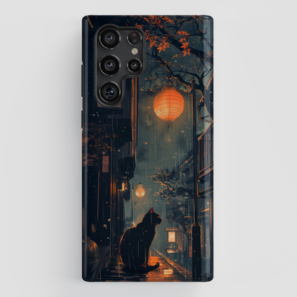 Black Cat in Japanese Anime Design Samsung Phone Case