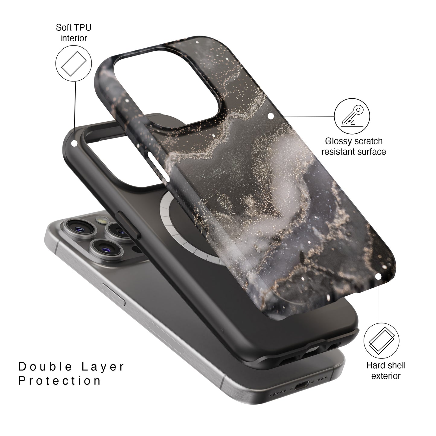 Luxury Black Marble Case for iPhone