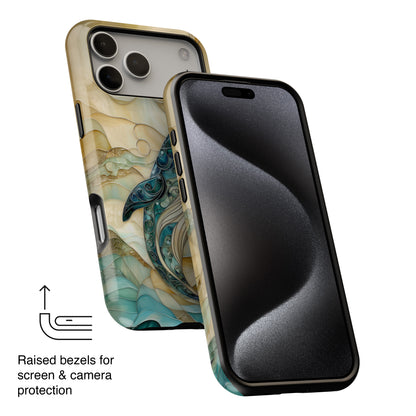 Blue Whale Stained Glass Design Print iPhone Case