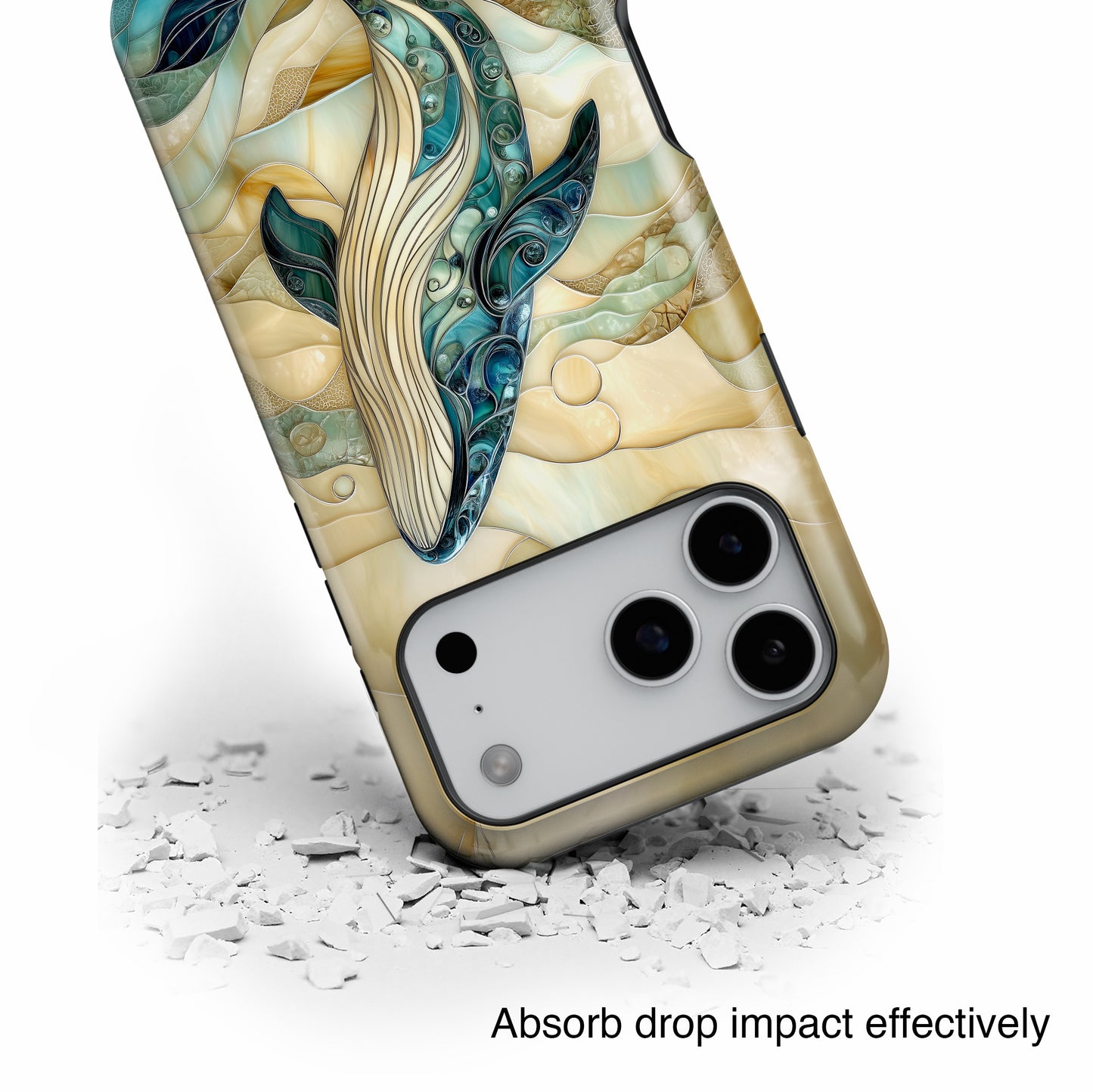 Blue Whale Stained Glass Design Print iPhone Case