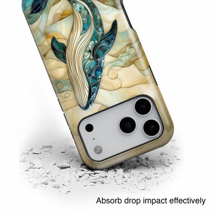Blue Whale Stained Glass Design Print iPhone Case