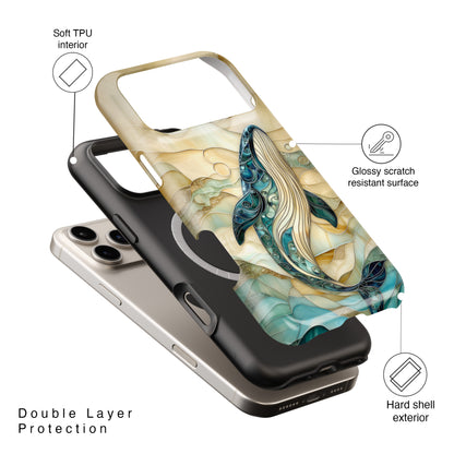Blue Whale Stained Glass Design Print iPhone Case