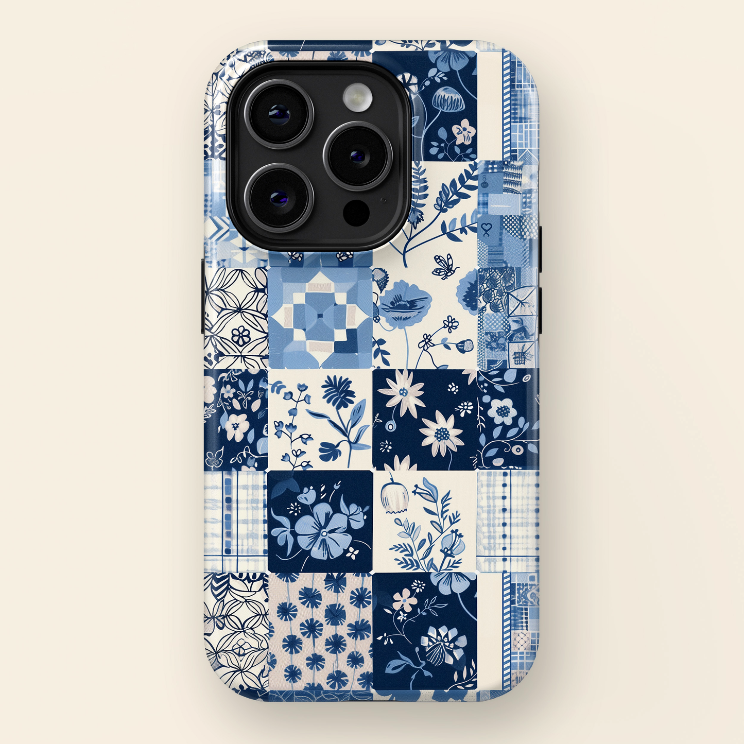 Floral Quilt Patchwork Design iPhone Case